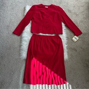 Red Two-Piece Skirt Suit